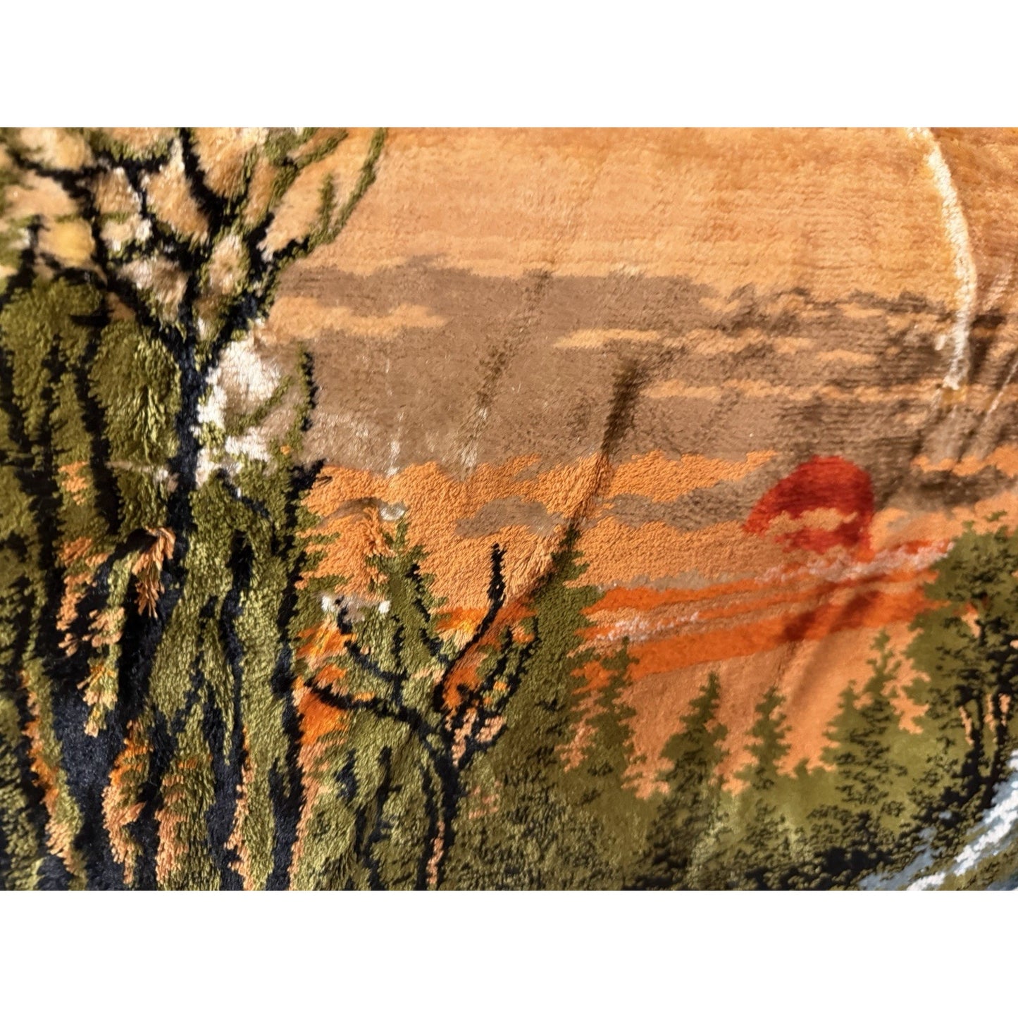 VINTAGE *PRISTINE* 1960's Dog Sledding Italian Velvet Tapestry