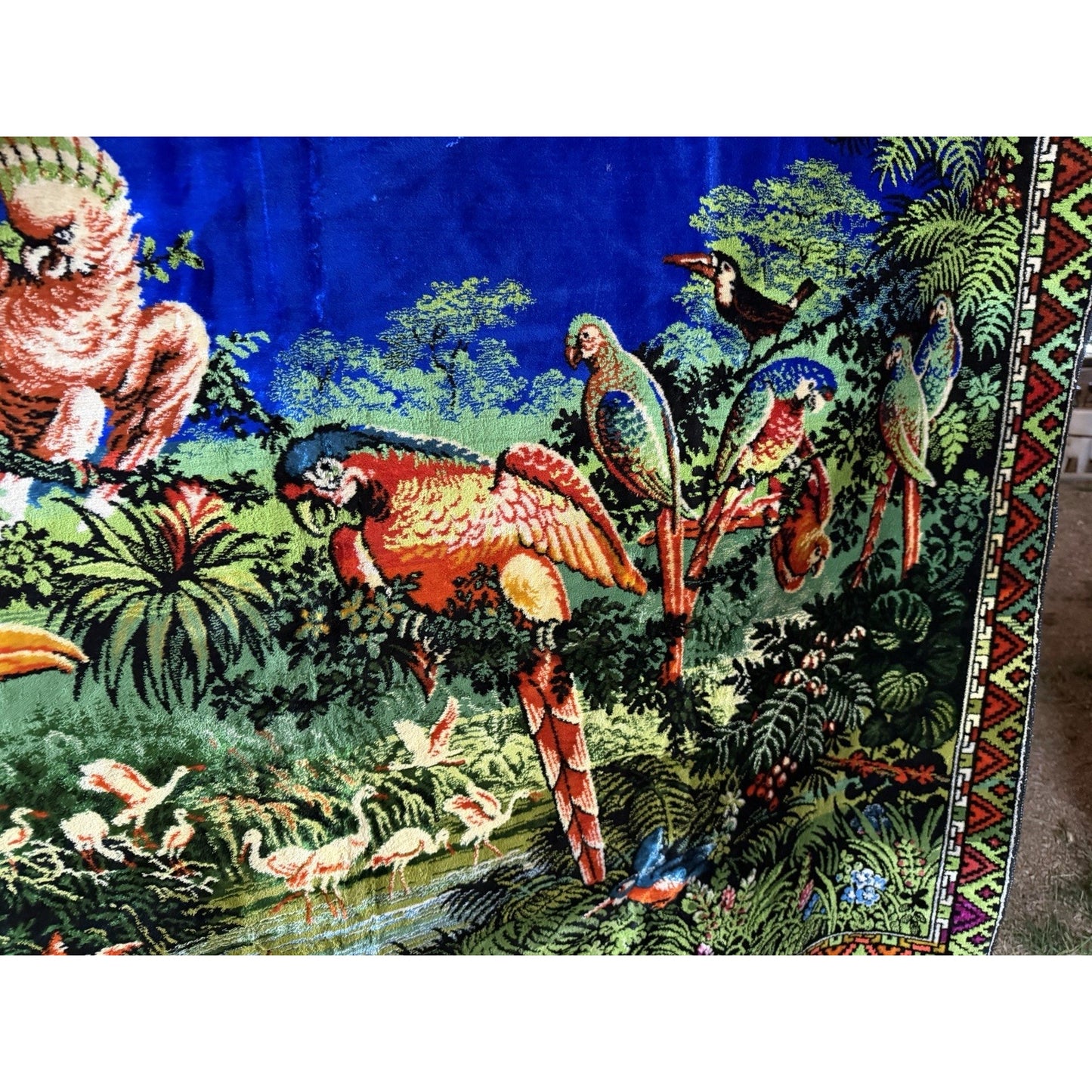 VINTAGE *PRISTINE* 1960's Bird Soirée Italian Velvet Tapestry