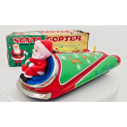 VINTAGE *PRISTINE* 1960's Santa Copter Battery Operated Christmas Toy