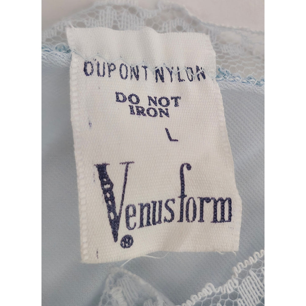 VINTAGE *NEW* 1960's Women's Light Blue Nightgown with White Lace 100% Nylon Size L