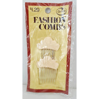 VINTAGE *NEW* 1975 Goody #7050/1 Fashion Combs Scalloped Cream USA