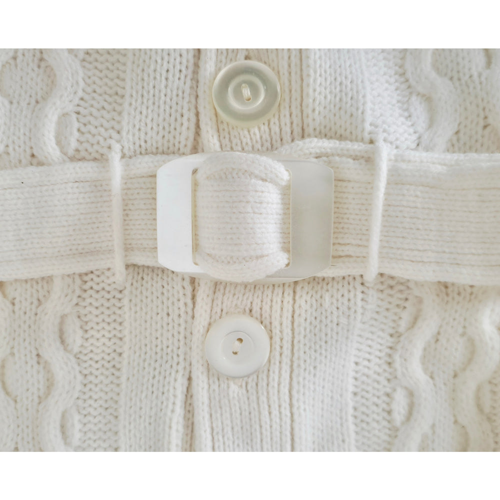VINTAGE *NEW* 1970's Cream Women's Sweater Vest with Belt 100% Acrylic Size 36