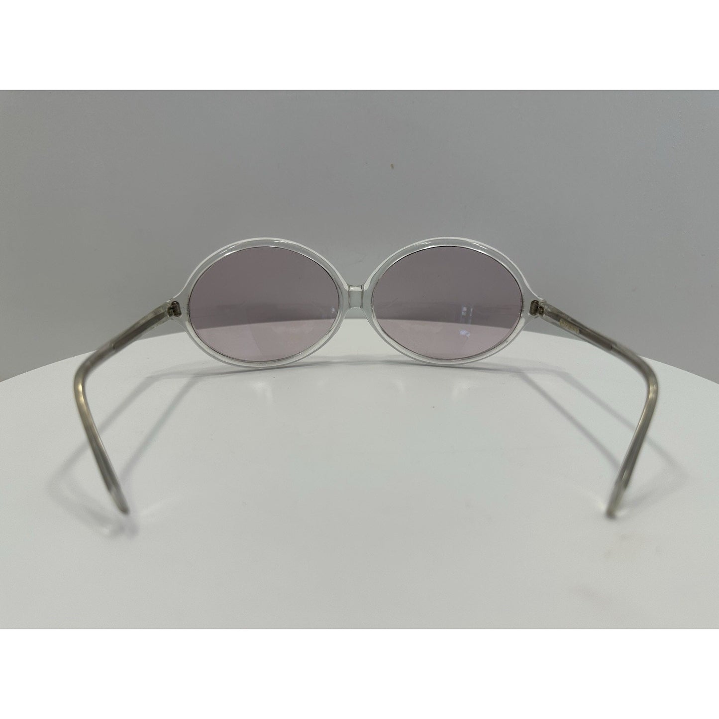 VINTAGE *NEW* 1970's Glam Unisex Clear Circle Frame w/Lavender Lenses Sunglasses