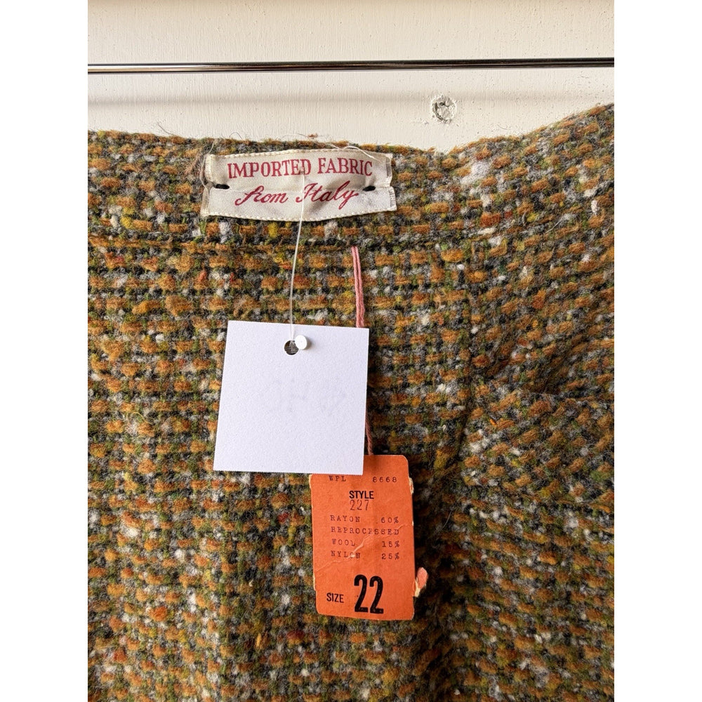 VINTAGE *NEW* 1960's Women's Tweed Italian Wool Mid-length Zip Skirt Size S