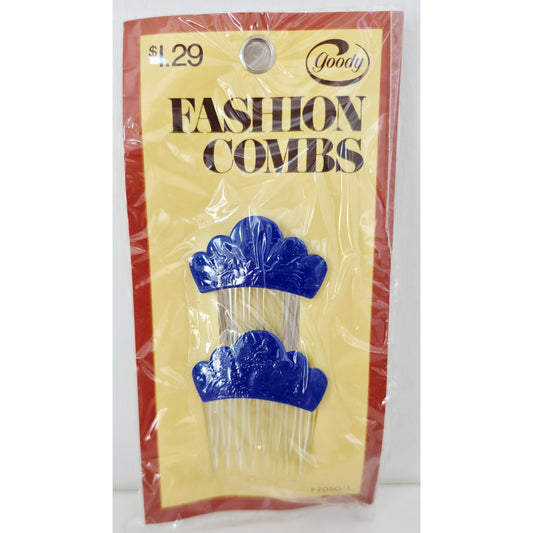 VINTAGE *NEW* 1975 Goody #7050/1 Fashion Combs Scalloped Blue USA
