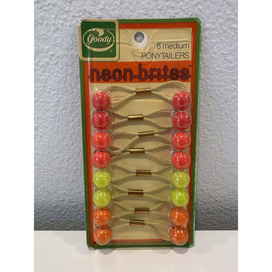VINTAGE *NEW* 1980's Goody Ponytail Holders Medium Neon Brites