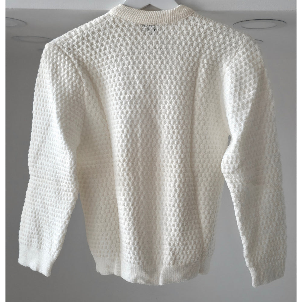 VINTAGE *NEW* 1960's Women's White Button Down Sweater by DuPont 100% Nylon Sz L