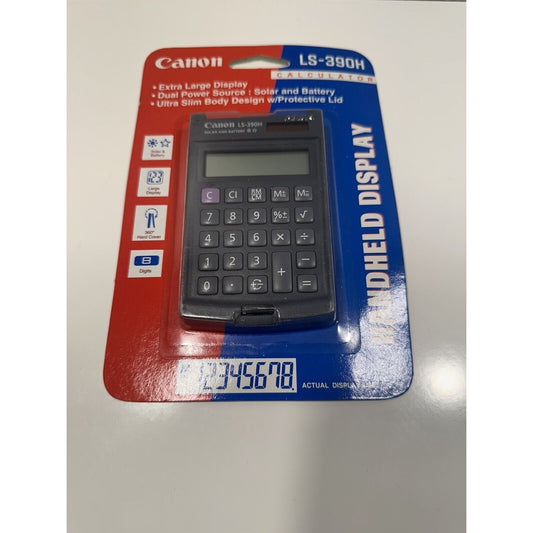 VINTAGE *NEW* Canon LS-390H Solar Battery Calculator w/Protective Lid