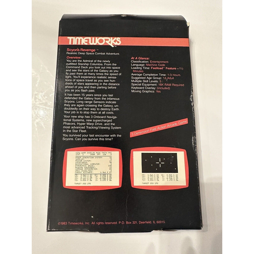 VINTAGE *NEW* Timeworks Timex-Sinclair 1K/ZX81 Scyon's Revenge 16K RAM