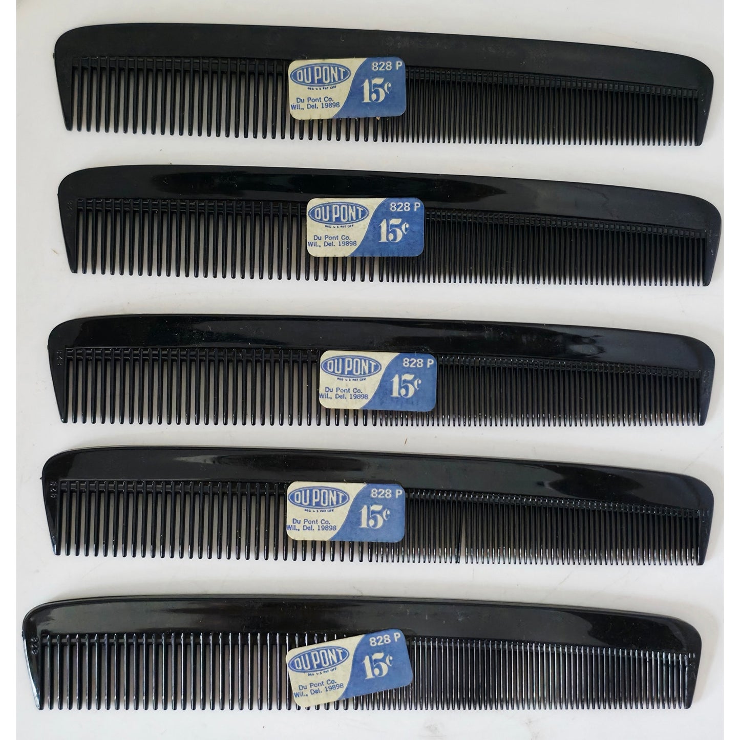 VINTAGE *NEW* 1970's DuPont Narrow Dress Comb Black Set of 5