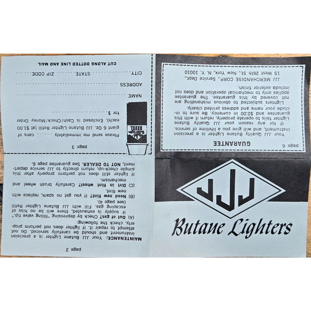 VINTAGE *NEW* 1960's JJJ Gold Butane Lighter Japan