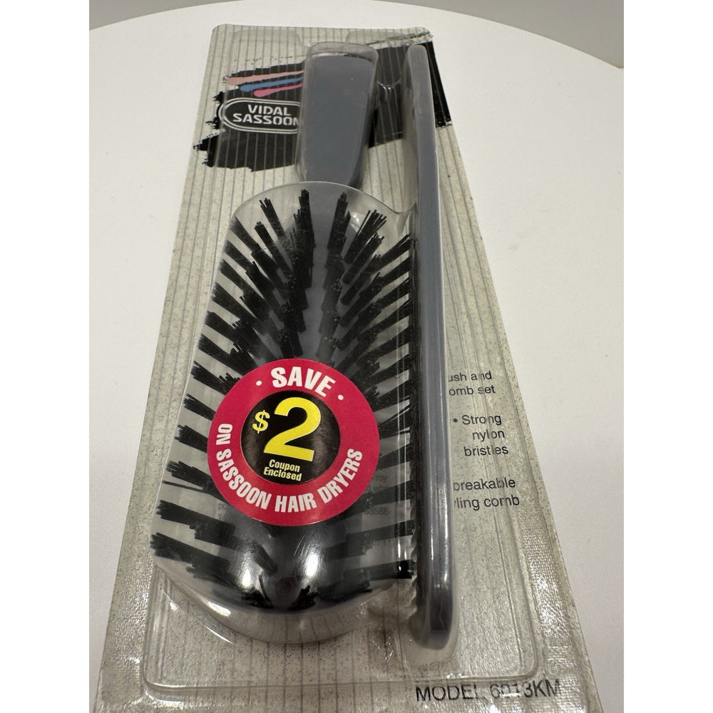 VINTAGE *NEW* 1992 Vidal Sassoon Brush & Comb Set Gray 6013KM