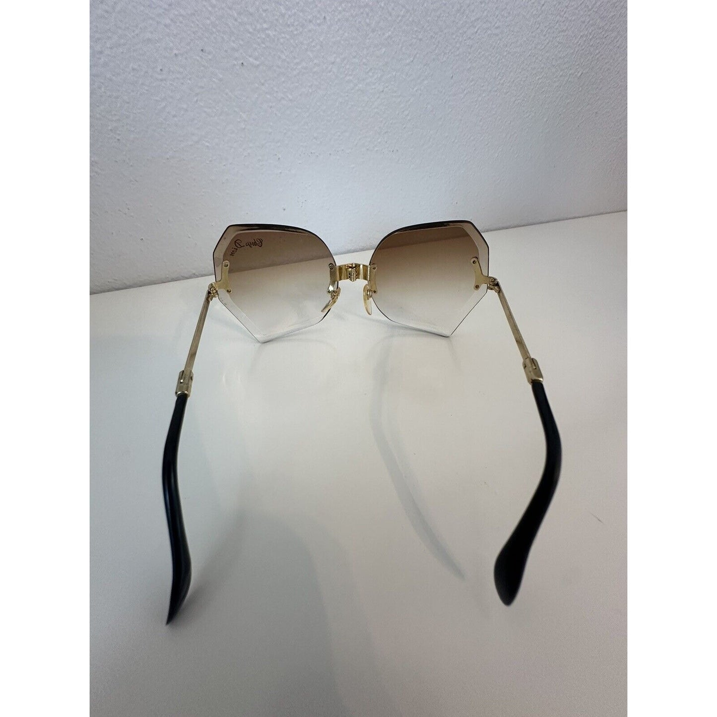 VINTAGE *NEW* 1970's ChrysDior Smoked Glass Lens w/Gold Folding Frame Sunglasses