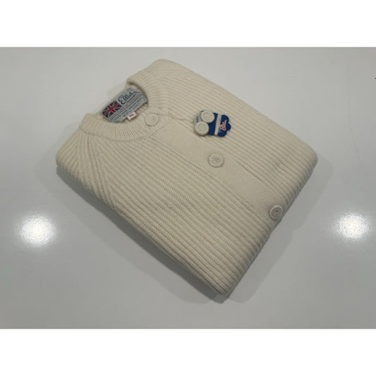 VINTAGE *NEW* Elliot 100% Pure Virgin Wool Dorset Btn Cardigan Sweater Wht Sz 36