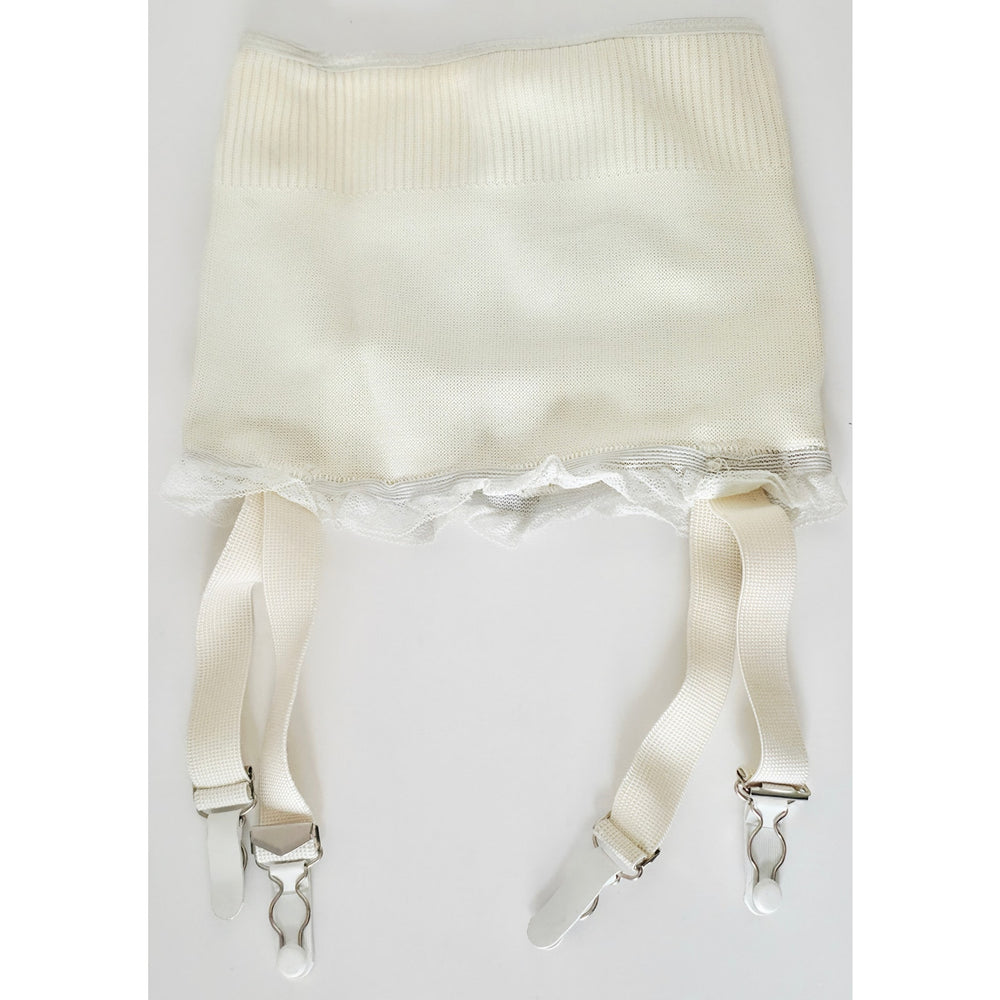 VINTAGE *NEW* 1950's Women's Cream w/Lace Trim Girdle Garter Belt Size S (24)