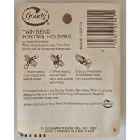 VINTAGE *NEW* 1975 Goody #4688/6 Small Twin Bead Ponytail Holders Red/White