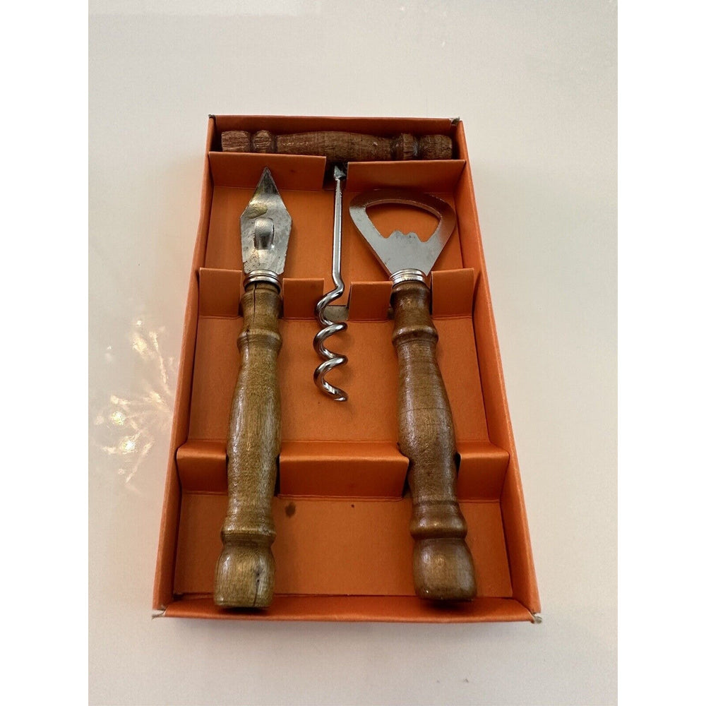 VINTAGE *NEW* 1960's Wooden 3-piece Bar Set