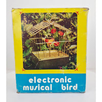 VINTAGE *PRISTINE* 1960's Red Electronic Musical Bird in Cage Battery Operated