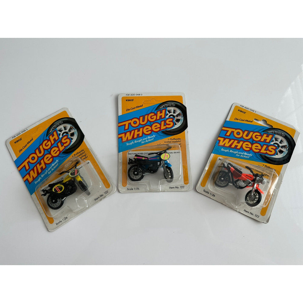 VINTAGE *NEW* 1981 Tough Wheels Motorcross Cycles Metal Scale Die Cast Set of 3