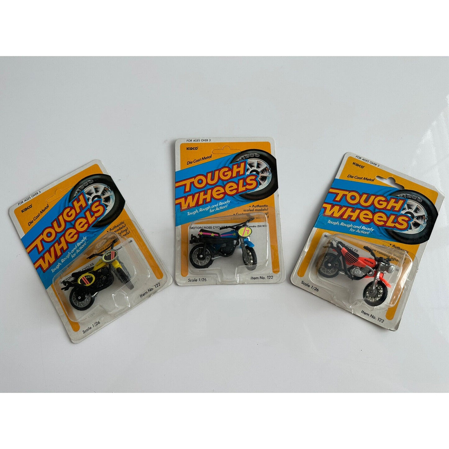 VINTAGE *NEW* 1981 Tough Wheels Motorcross Cycles Metal Scale Die Cast Set of 3