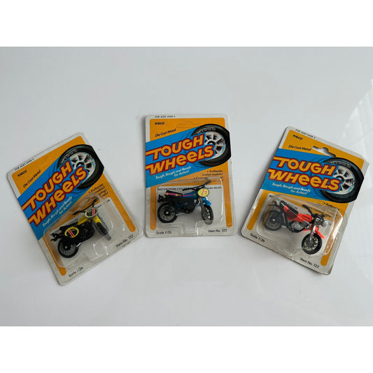 VINTAGE *NEW* 1981 Tough Wheels Motorcross Cycles Metal Scale Die Cast Set of 3