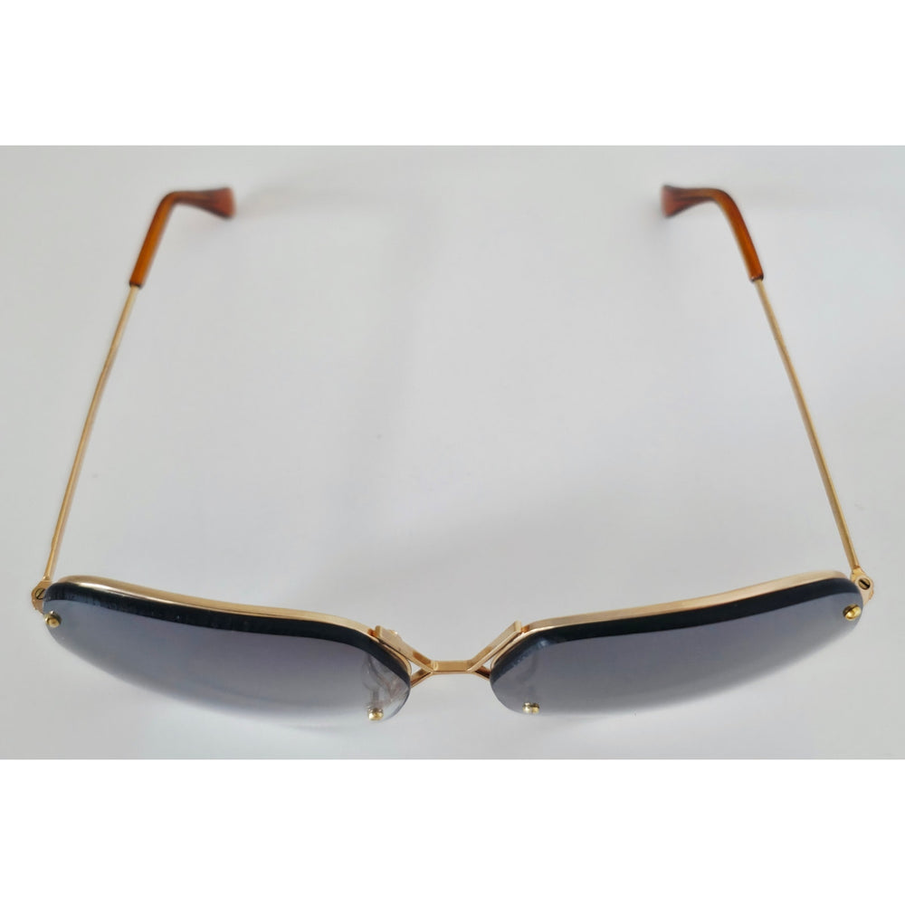VINTAGE *NEW* 1970's Glam Unisex Sunglasses Black Frame with Smoke Grey Lens