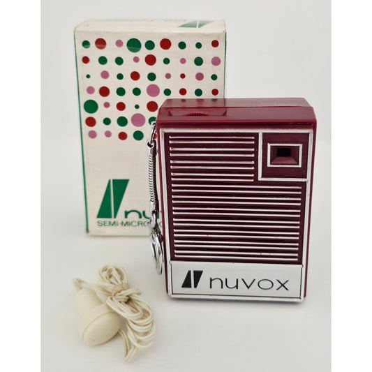VINTAGE *NEW* 1960's Nuvox NV-80 Red and Silver AM Pocket Radio with Keychain