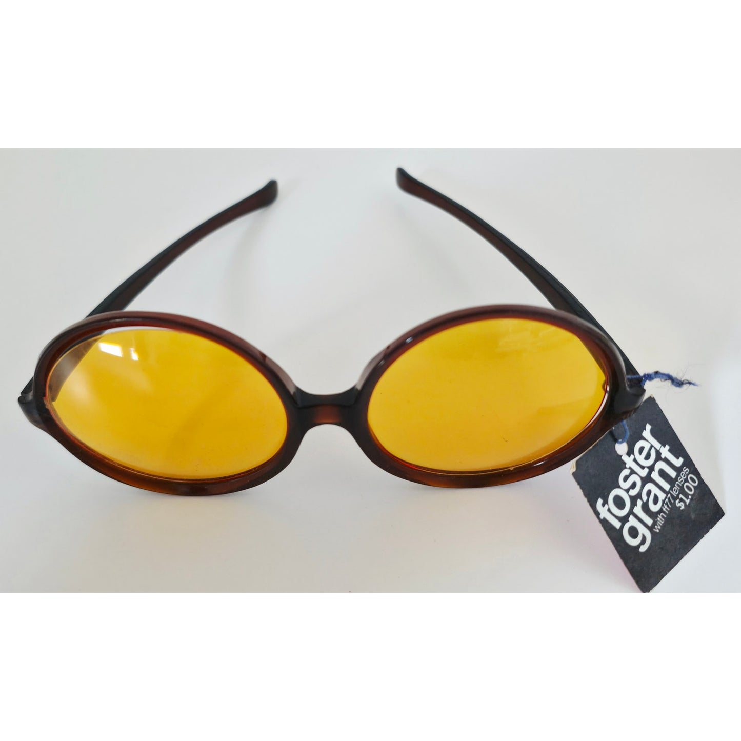 VINTAGE *NEW* 1970's Foster Grant Round Oversize Brown Frame Sunglasses