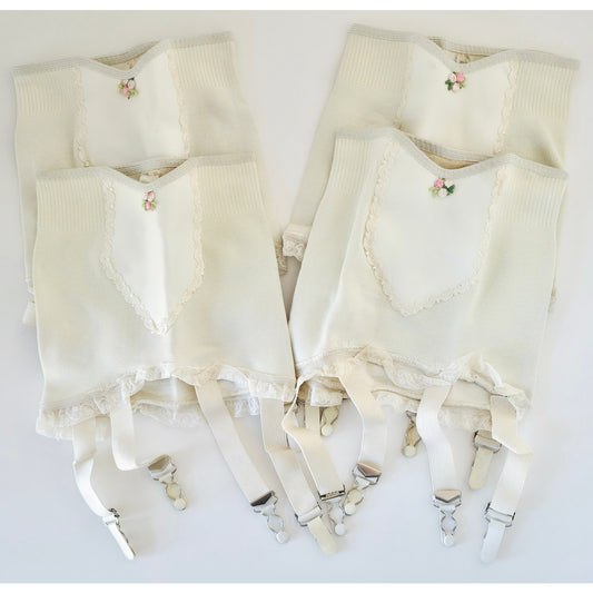 VINTAGE *NEW* 1960's Empire Foundation Women's Cream Girdle Garter Sz S Lot of 4
