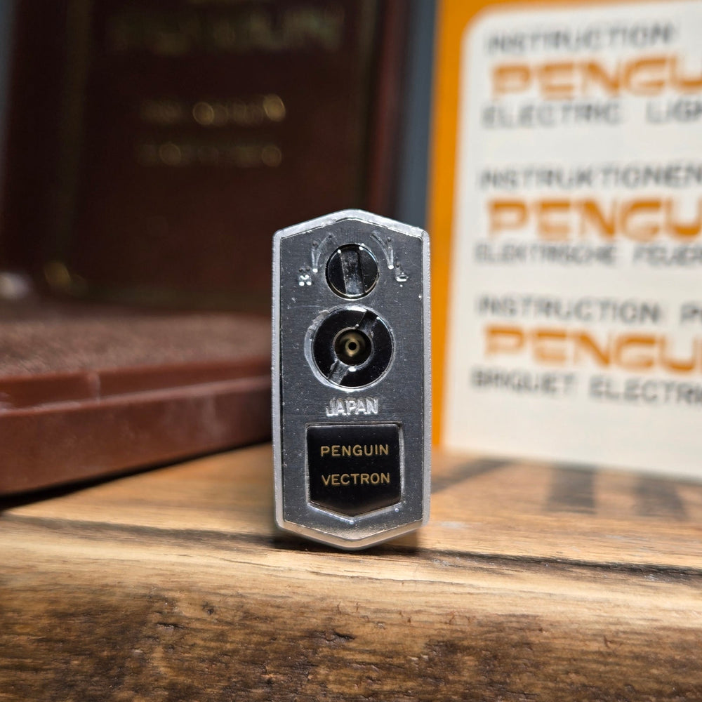 VINTAGE *NEW* 1960's Penguin Silver with Jewel Butane Lighter Japan