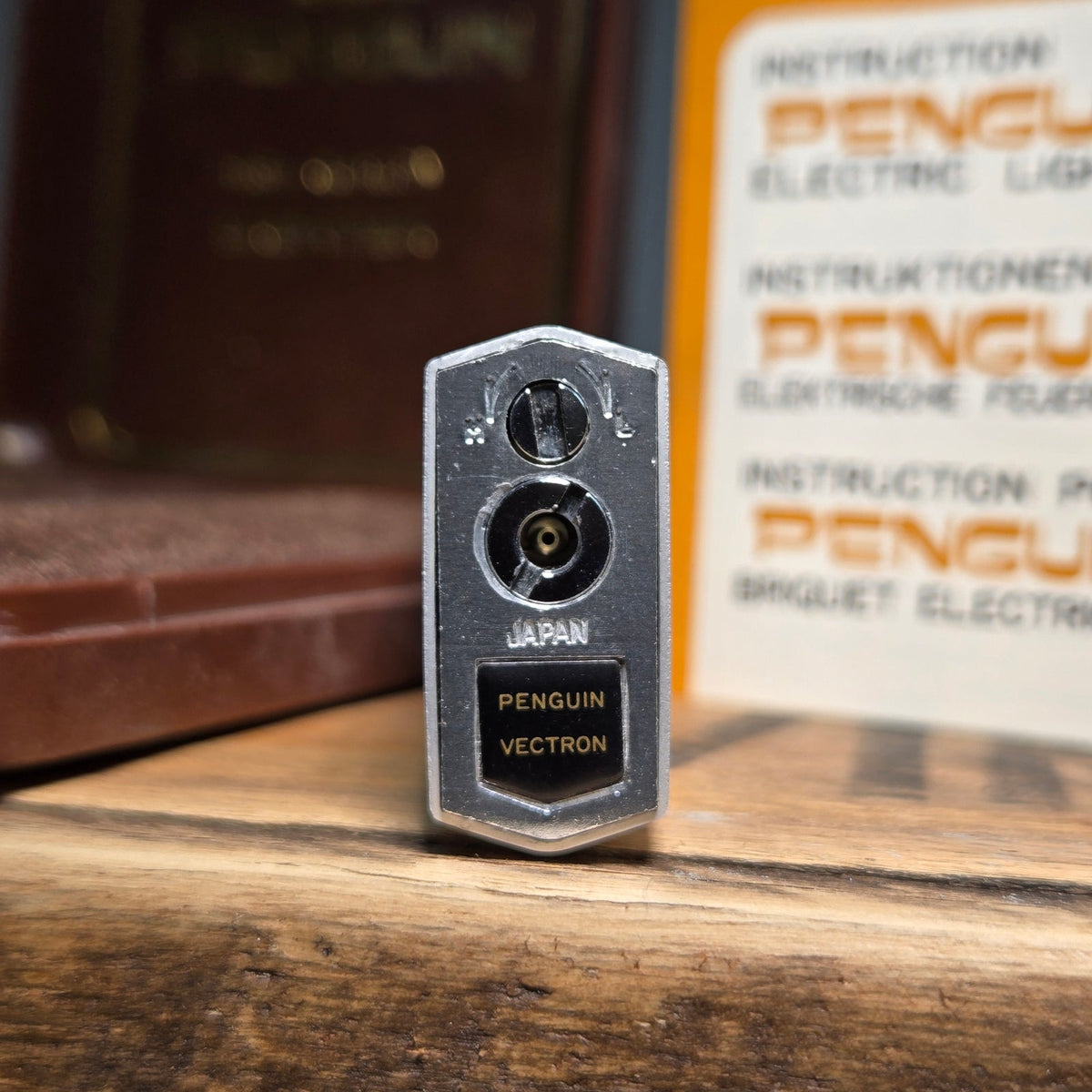 VINTAGE *NEW* 1960's Penguin Silver with Jewel Butane Lighter Japan