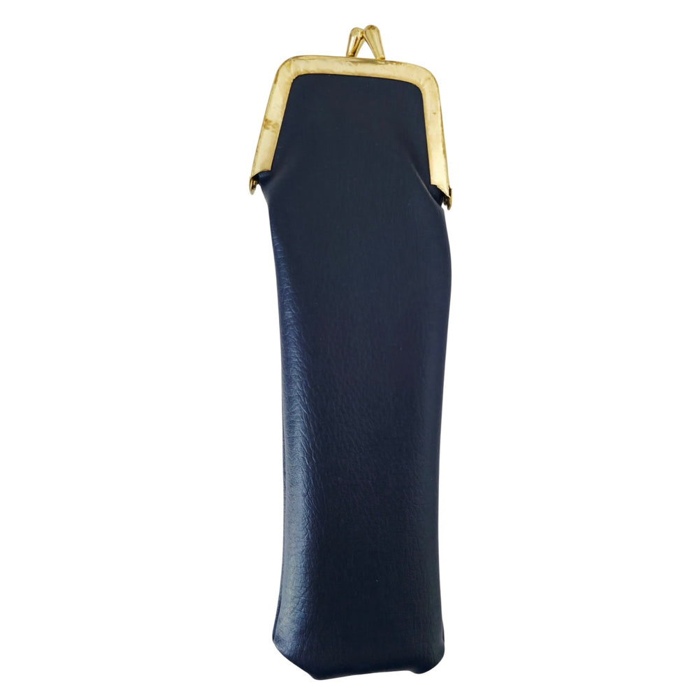 VINTAGE *NEW* 1970's Purse Grooming Set Brush Comb Mirror with Navy Blue Case