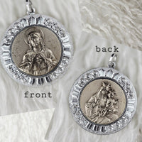 VINTAGE *NEW* 1950's Madonna and Child Silver-Toned Religious Pendant 1.7"