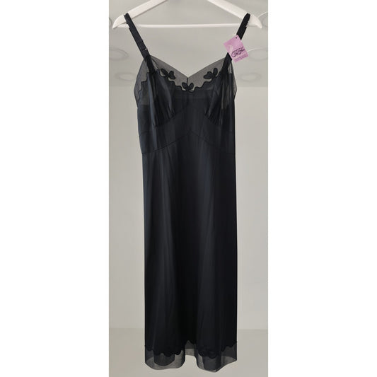 VINTAGE *NEW* 1960's Top Form Women's Black with Lace Trim Slip Dress Size 34