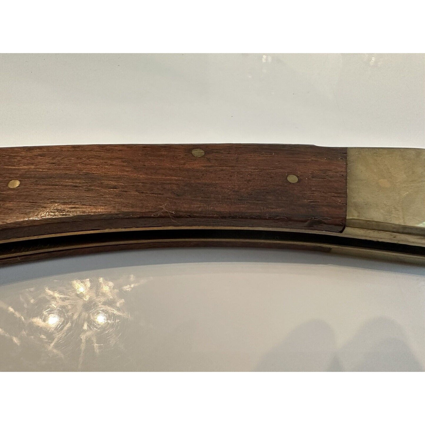 VINTAGE *NEW 1970's Bullet Knife with Wooden Handle and Brass Trim 5" Blade