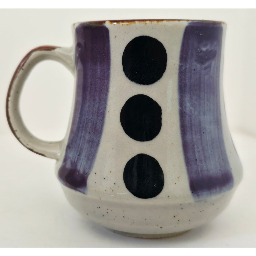 VINTAGE *NEW* 1970's Blue and Cream Korean Hand-Painted Stonewware Mug