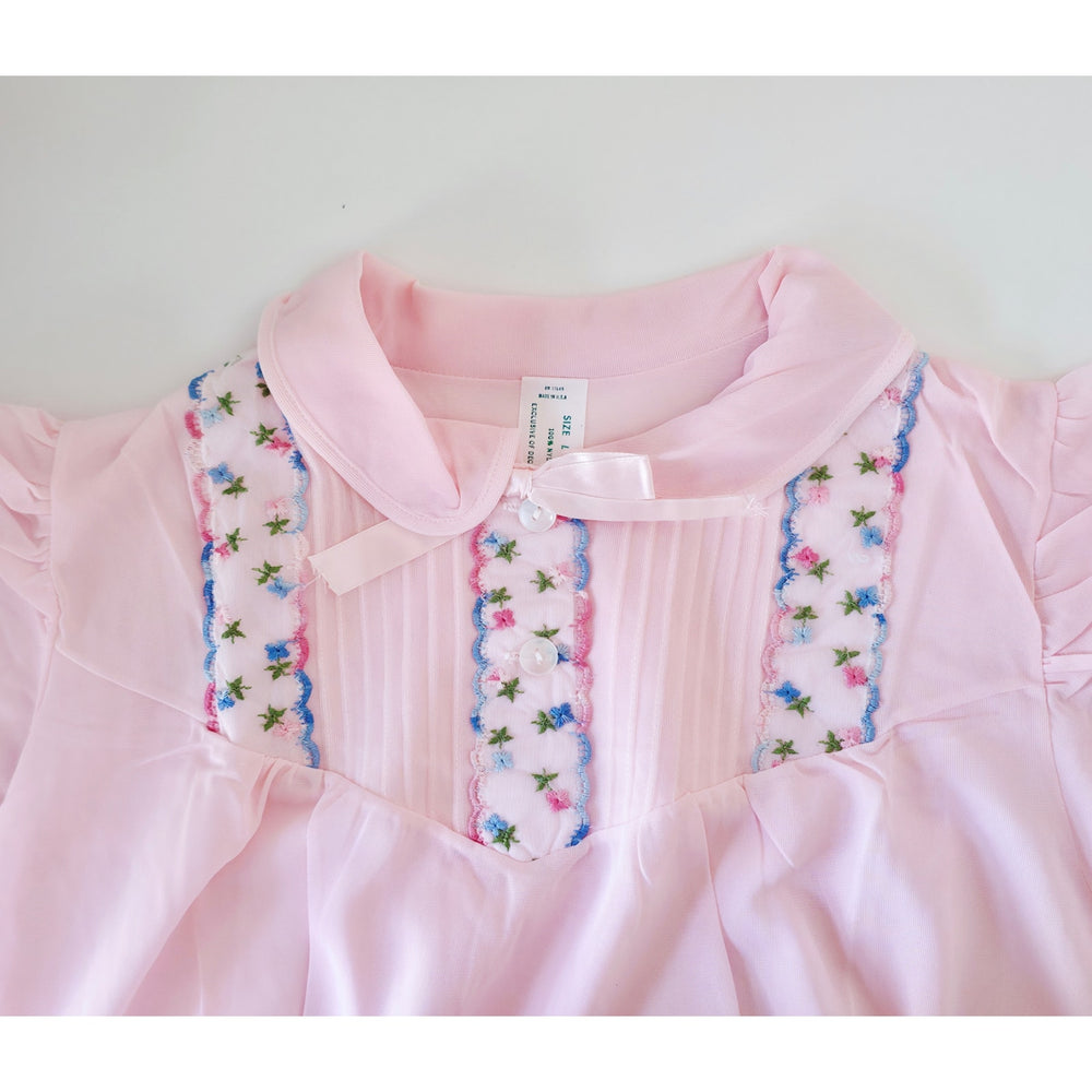 VINTAGE *NEW* 1960's Women's Light Pink Nightgown with Flowers 100% Nylon Size L