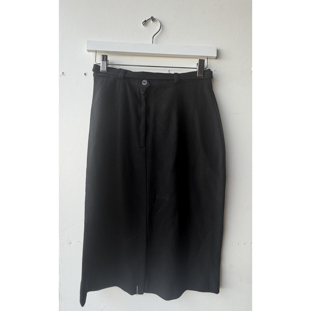 VINTAGE *NEW* 1960's Black Pencil Cashmere/Nylon Italian Belted Skirt