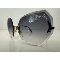 VINTAGE 1970's *NEW* ChrysDior Glam Sunglasses Gold Frame with Smoked Glass Lens