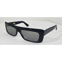 VINTAGE *NEW* 1970's Glam Unisex Black Frame Gray Lens Sunglasses Italy
