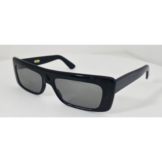 VINTAGE *NEW* 1970's Glam Unisex Black Frame Gray Lens Sunglasses Italy