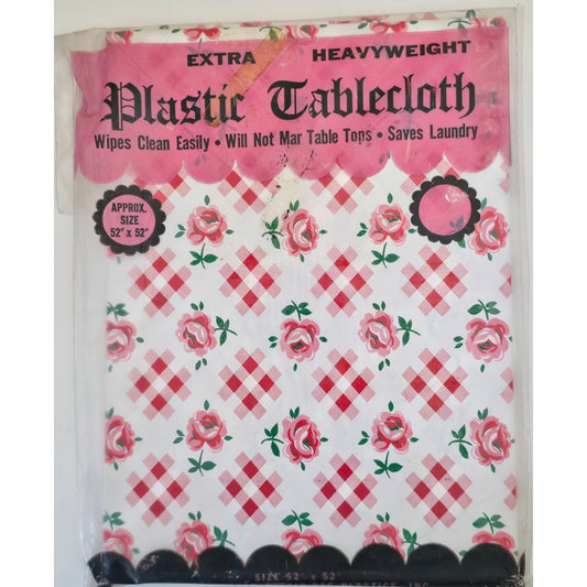 VINTAGE *NEW* 1960's Heavyweight Plastic 52" X 52" Tablecloth USA
