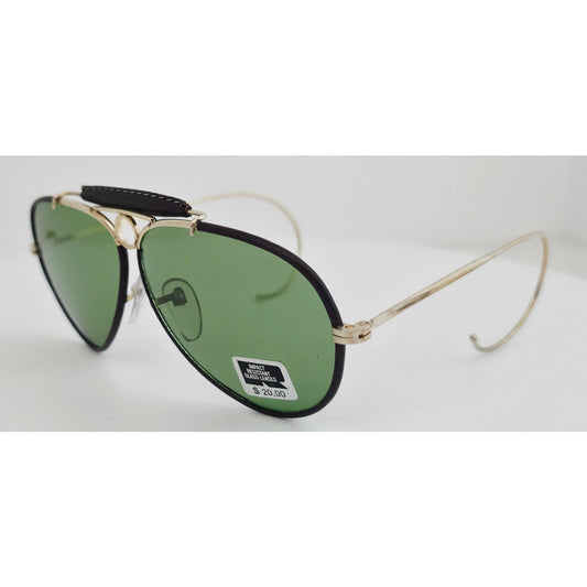 VINTAGE *NEW* 1970's Ray Max Gold Frame Smoke Green Lens Aviator Sunglasses