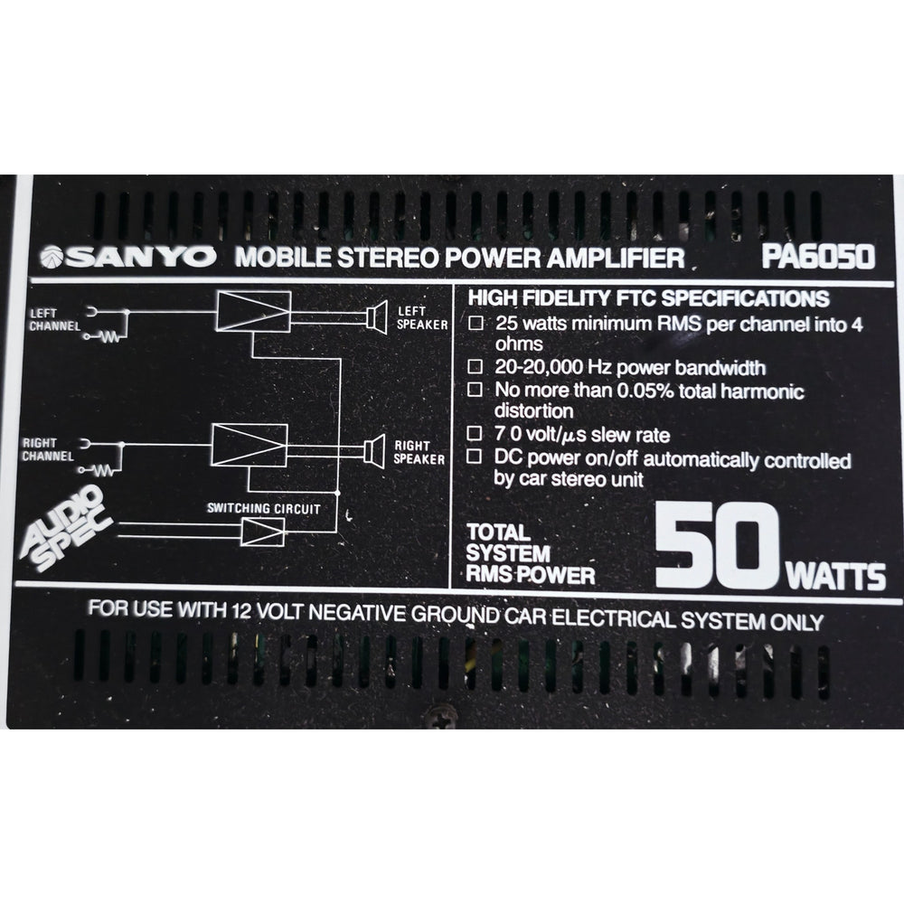 VINTAGE *NEW* 1980's Sanyo PA6050 High Fidelity Mobile Stereo Power Amplifier