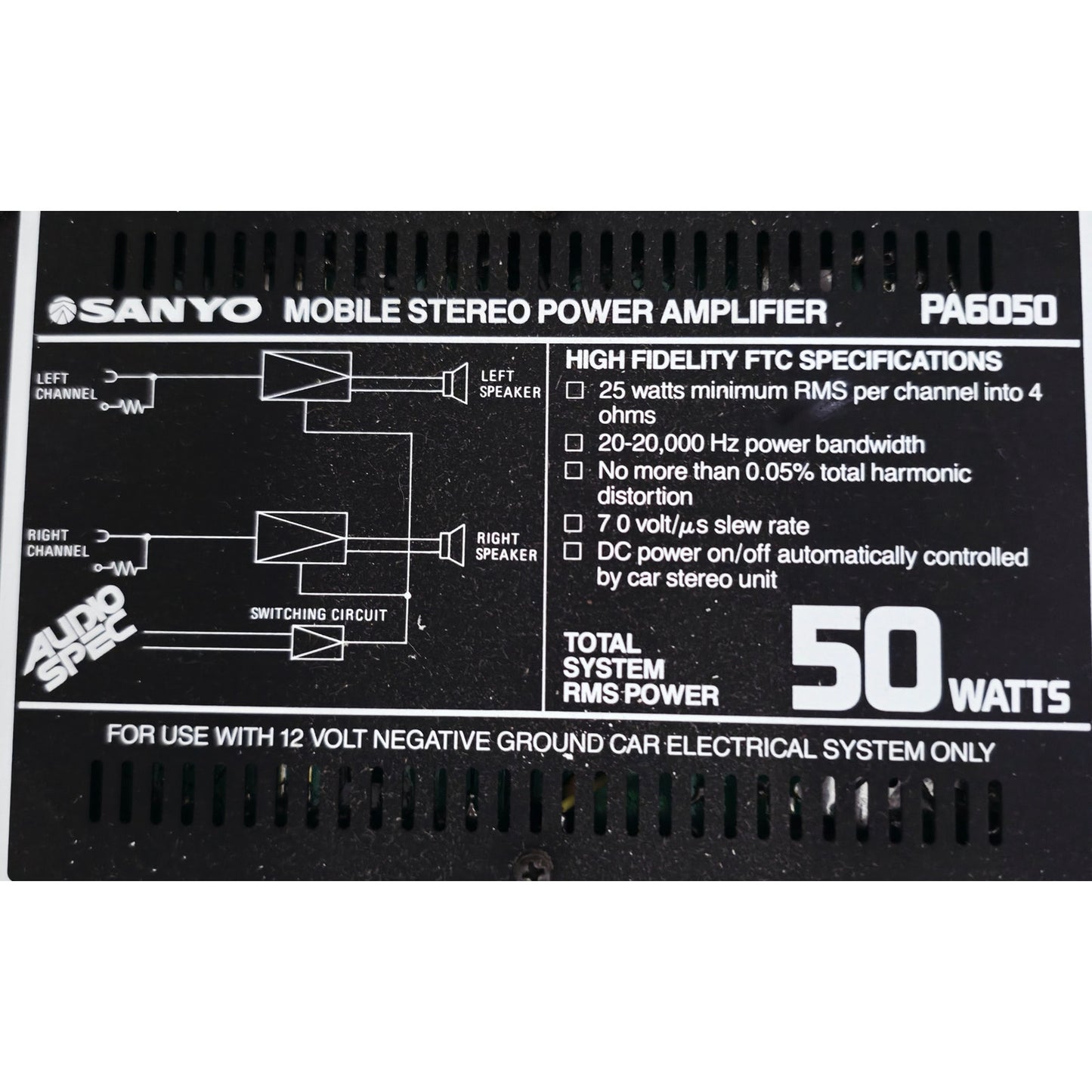 VINTAGE *NEW* 1980's Sanyo PA6050 High Fidelity Mobile Stereo Power Amplifier