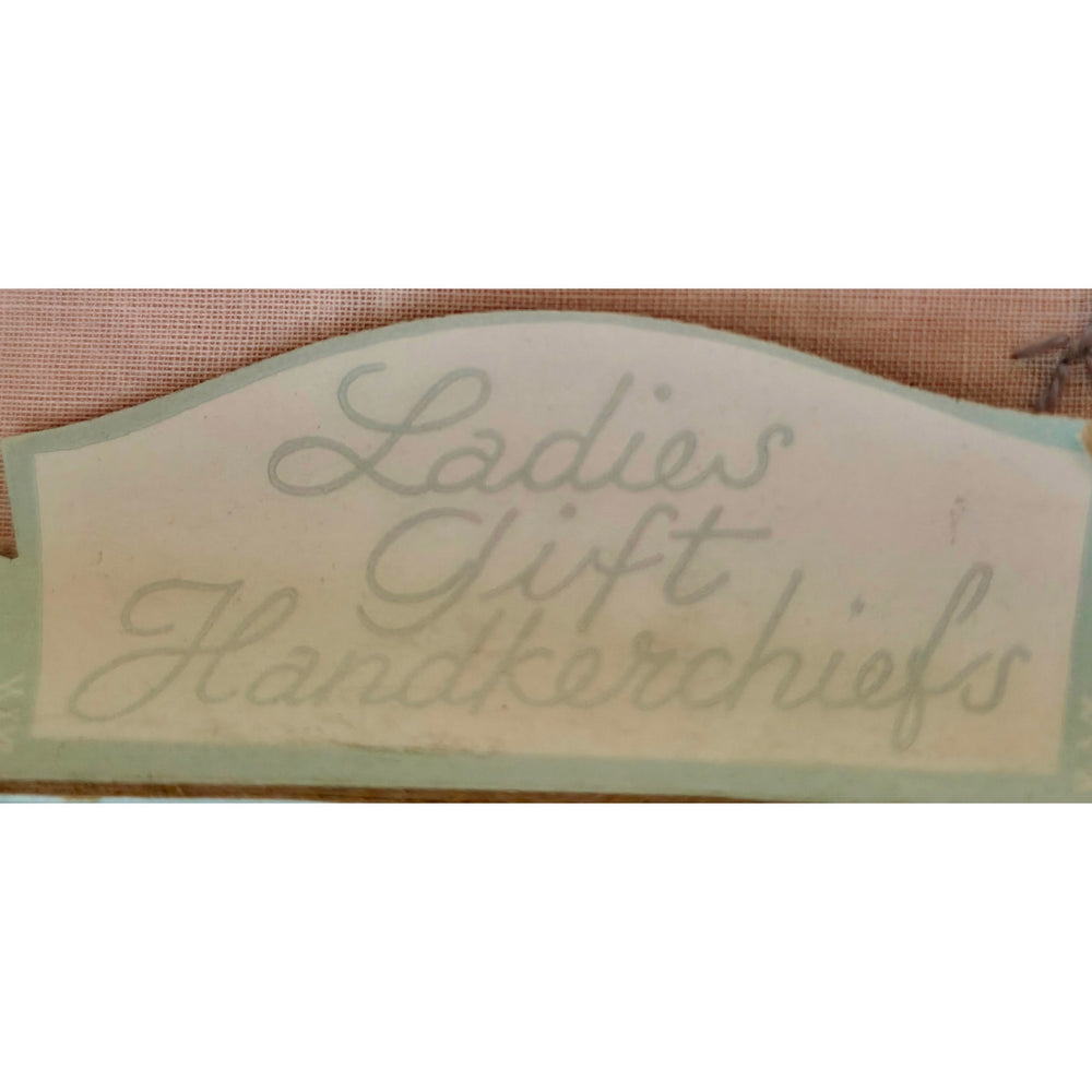 VINTAGE *NEW* 1950's Swiss Style Cotton Handkerchief White w/Flowers & Necklace