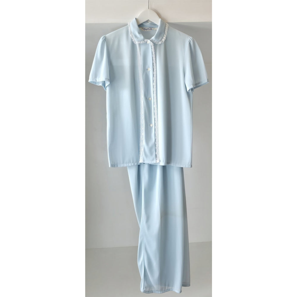 VINTAGE *NEW* 1960's Miss Crinoline Women's Blue with Lace Pajama Set Size 32