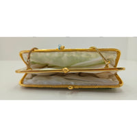 VINTAGE *NEW* 1960's Hand-Made Fancy Beaded Purse Green with Gold Strap