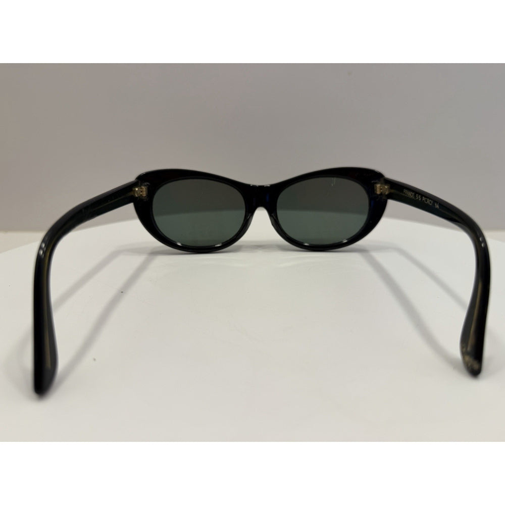 VINTAGE *NEW* 1970's Glam Unisex Sunglasses Black Oval Frame FRANCE