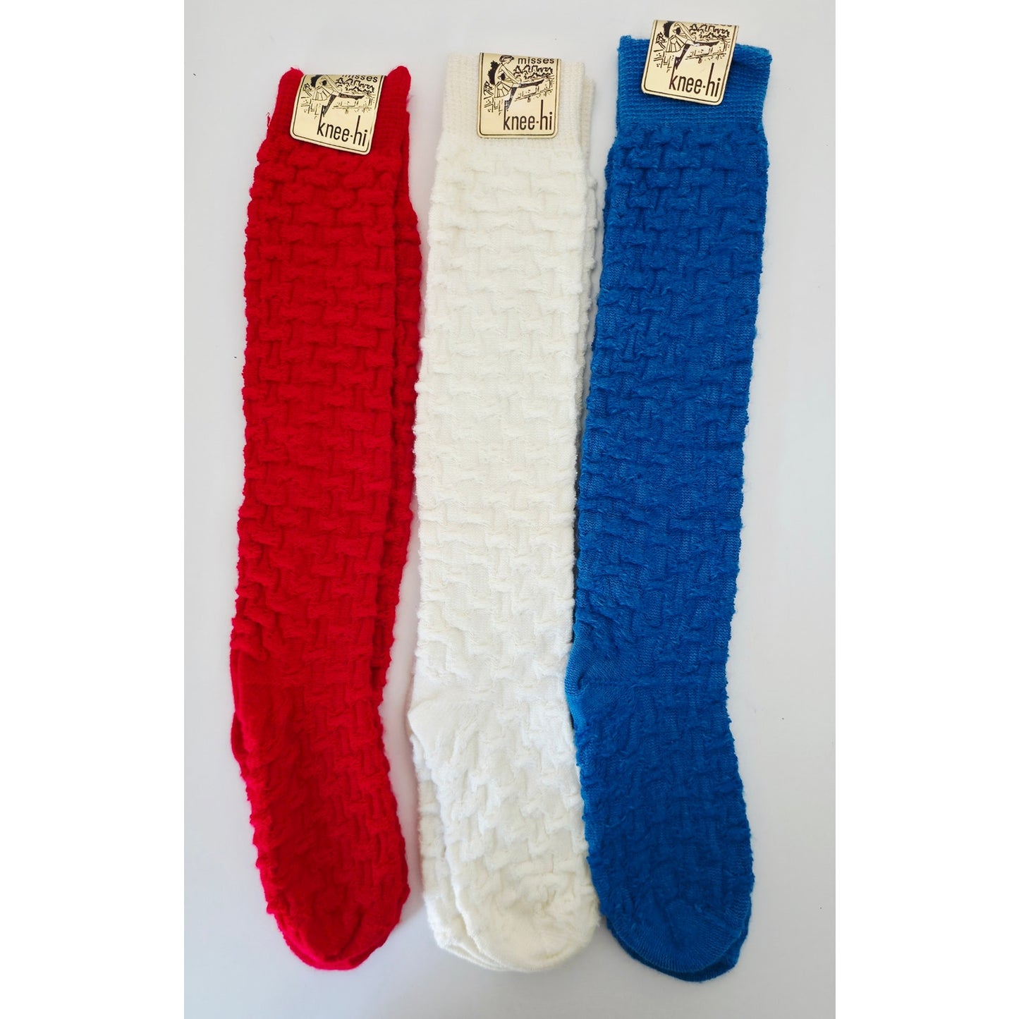 VINTAGE *NEW* 1970's Women's Knee-Hi Stretch Socks Soft Acrylic & Nylon Size M